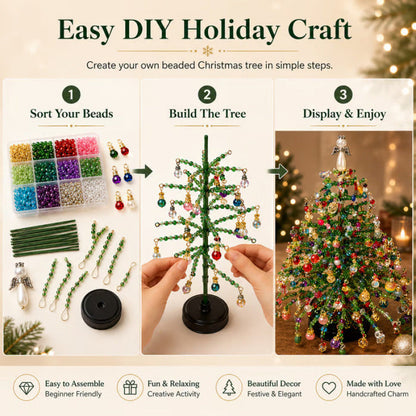 🎄✨Handmade Elegant Beaded Mini Christmas Tree | Collectible Premium Holiday Decor Kit