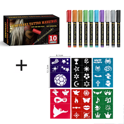 🎨 10-Color Body Paint Markers – Skin-Safe Face & Body Art Pens for Halloween Makeup and Creative Designs