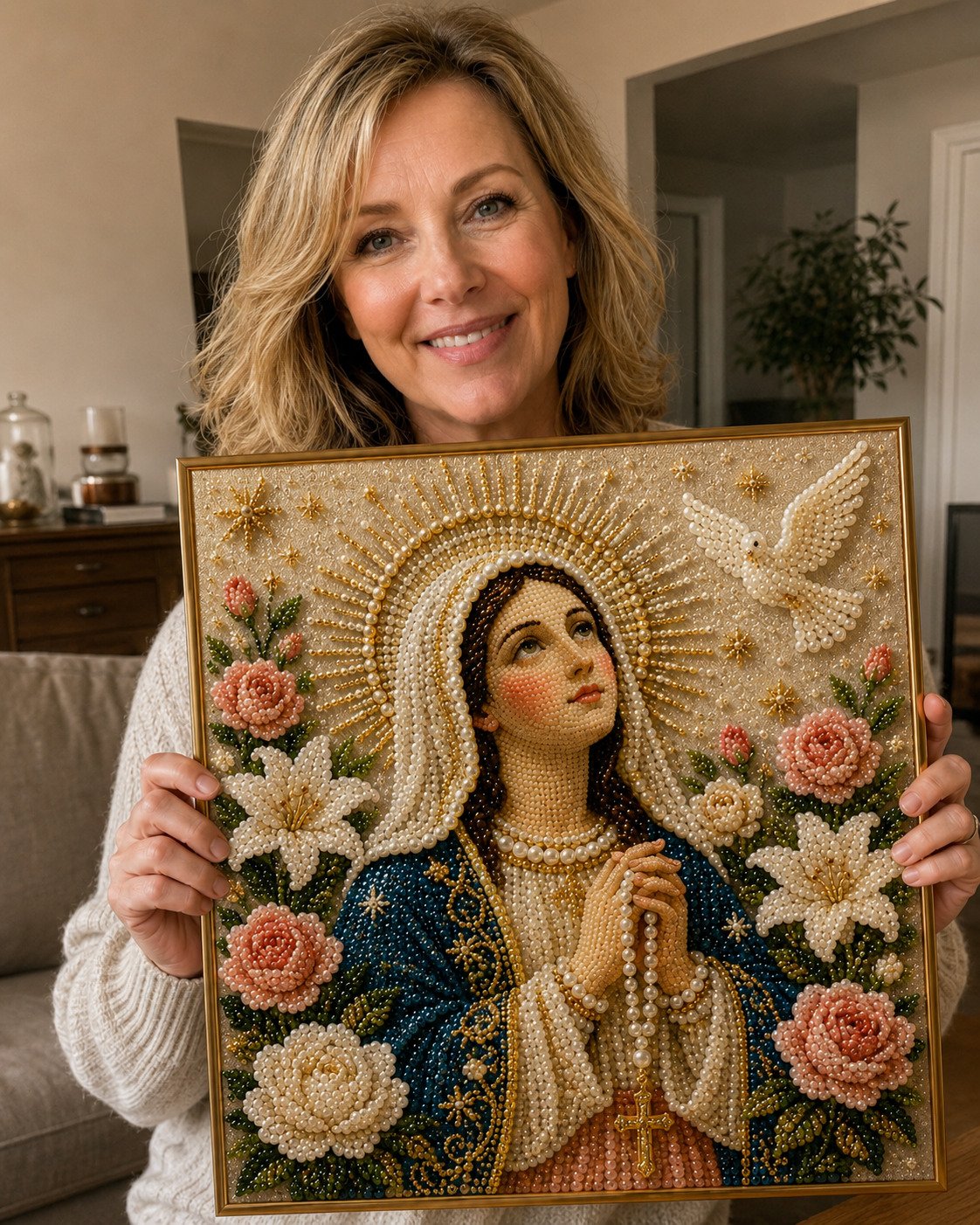 🙏✨ New Arrival 49% OFF – Virgin Mary Pearl Bead DIY Art Kit | A Beautiful Faith-Inspired Gift