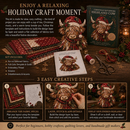 🔥🎅🎄 Christmas Patchwork Fabric DIY Decor Kit – Beautiful Handmade Décor, No Experience Needed