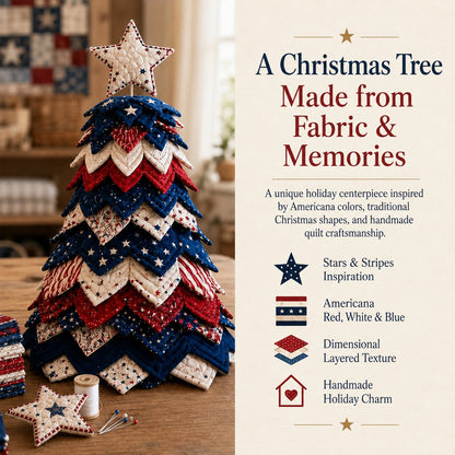 🇺🇸 Americana Patchwork Christmas Tree Quilt Kit – Complete DIY Quilting Craft Set