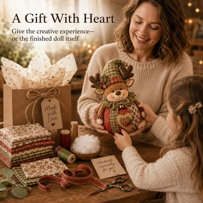 DIY Patchwork Christmas Character Doll Kit – Handmade Holiday Fabric Craft Decoration