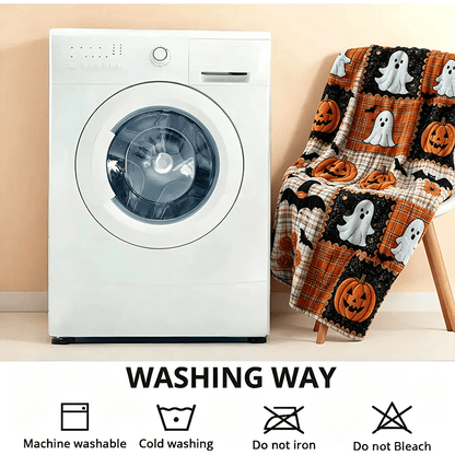 🎃Halloween Patchwork Flannel Blanket – Cozy Fall Throw Blanket For Spooky Season Home Decor 🎃