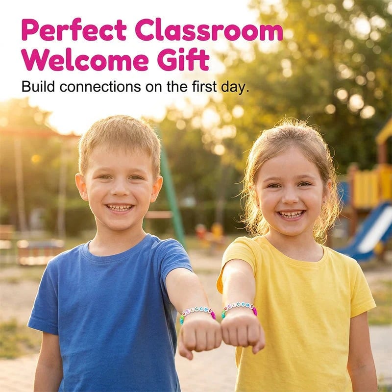 🌈📿 25-Pack Welcome Bead Bracelets for Classroom Back-to-School Gifts 🍎✨