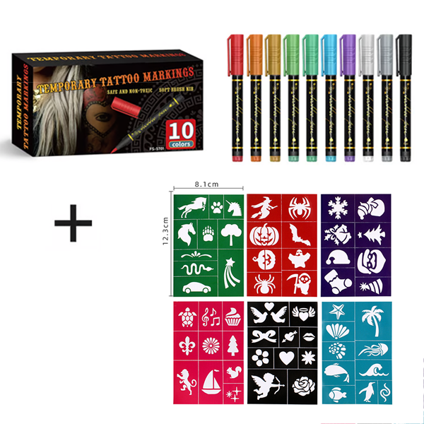 🎨 10-Color Body Paint Markers – Skin-Safe Face & Body Art Pens for Halloween Makeup and Creative Designs
