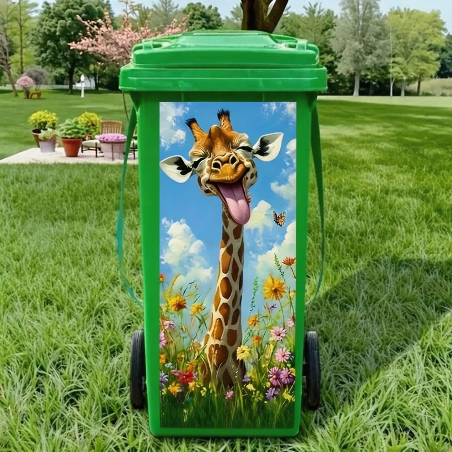 Kreativer Mülleimer‑Aufkleber mit bunten Cartoon‑Motiven✨