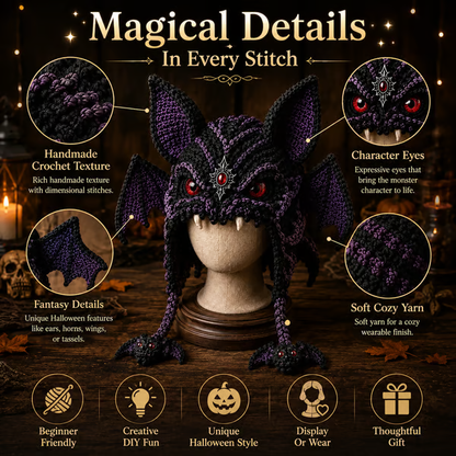 🎃 DIY Halloween Monster Hood Crochet Kit – Soft Yarn Craft Set with Step-by-Step Guide
