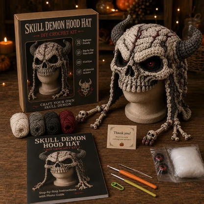 🎃 DIY Halloween Monster Hood Crochet Kit – Soft Yarn Craft Set with Step-by-Step Guide