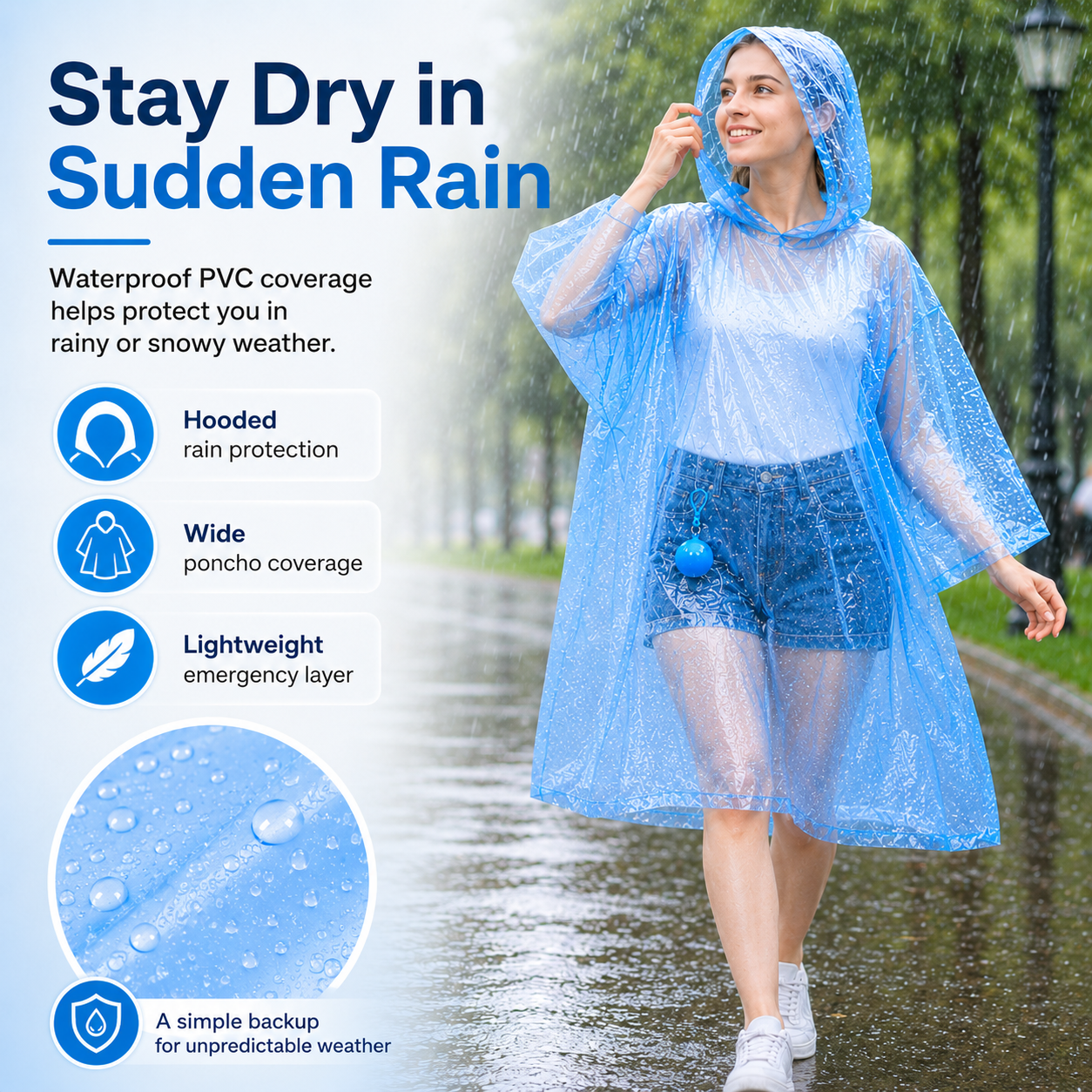BUY 1 GET 1 FREE🔥Pocket-Size Rain Poncho with Clip-On Storage Ball