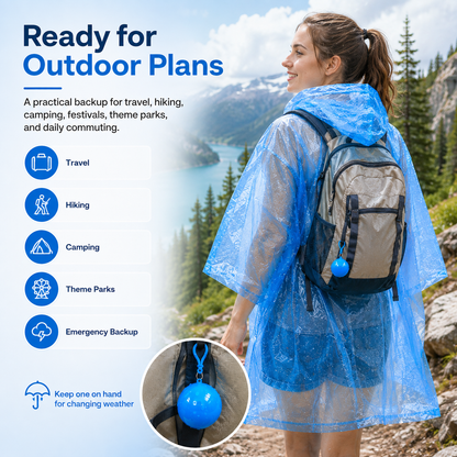 BUY 1 GET 1 FREE🔥Pocket-Size Rain Poncho with Clip-On Storage Ball