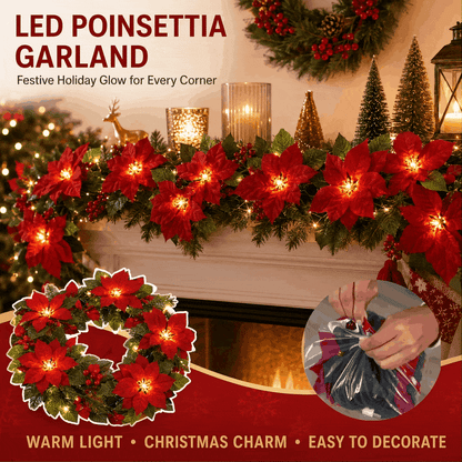 🎁 50% OFF Christmas Gift Decor – Poinsettia LED Garland String Lights