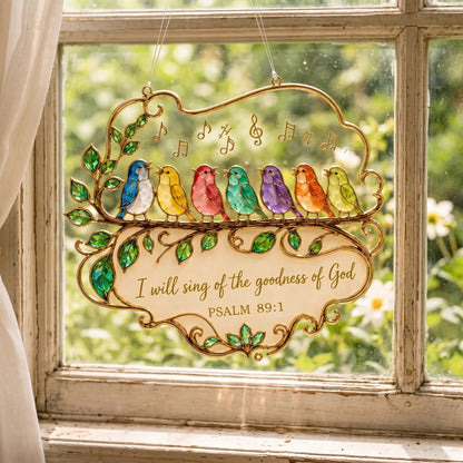 🎵🕊️✨ Psalm 89:1 Songbird Stained Glass Window Suncatcher