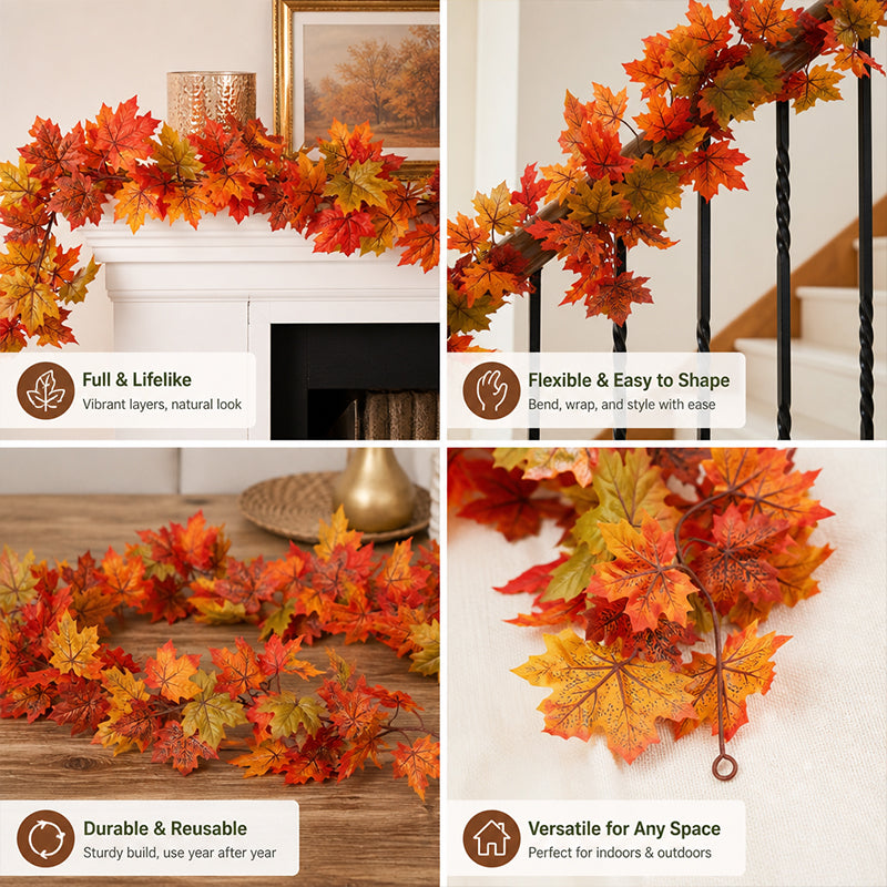 🍁 Autumn Maple Leaf Garland for Cozy Fall Decor