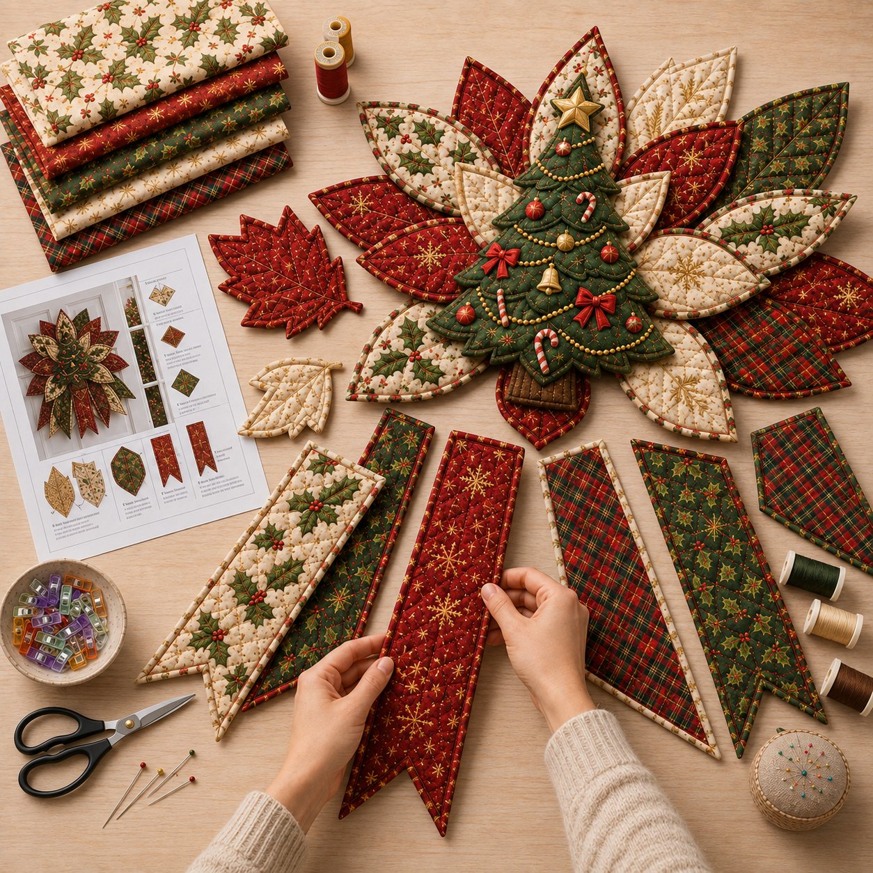 🎉 Holiday Celebration 50% OFF 🎄Christmas Keepsake Quilted Door Hanging DIY Sewing Kit