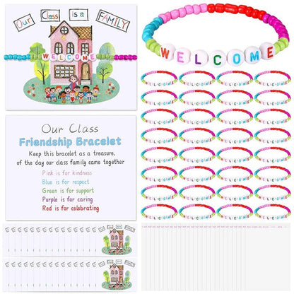 🌈📿 25-Pack Welcome Bead Bracelets for Classroom Back-to-School Gifts 🍎✨