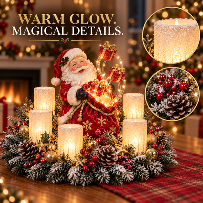 🎄 Leuchtendes Weihnachts-Tischarrangement mit warmer flammenloser Kerzenbeleuchtung ✨🕯️