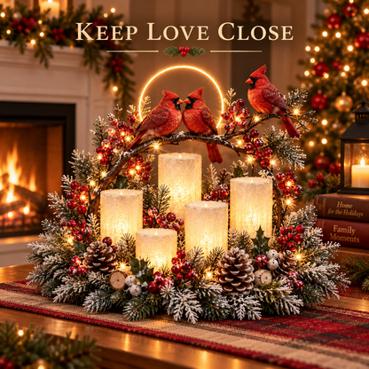 🎄 Leuchtendes Weihnachts-Tischarrangement mit warmer flammenloser Kerzenbeleuchtung ✨🕯️