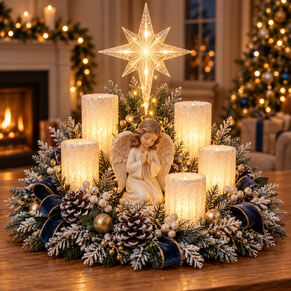 🎄 Leuchtendes Weihnachts-Tischarrangement mit warmer flammenloser Kerzenbeleuchtung ✨🕯️