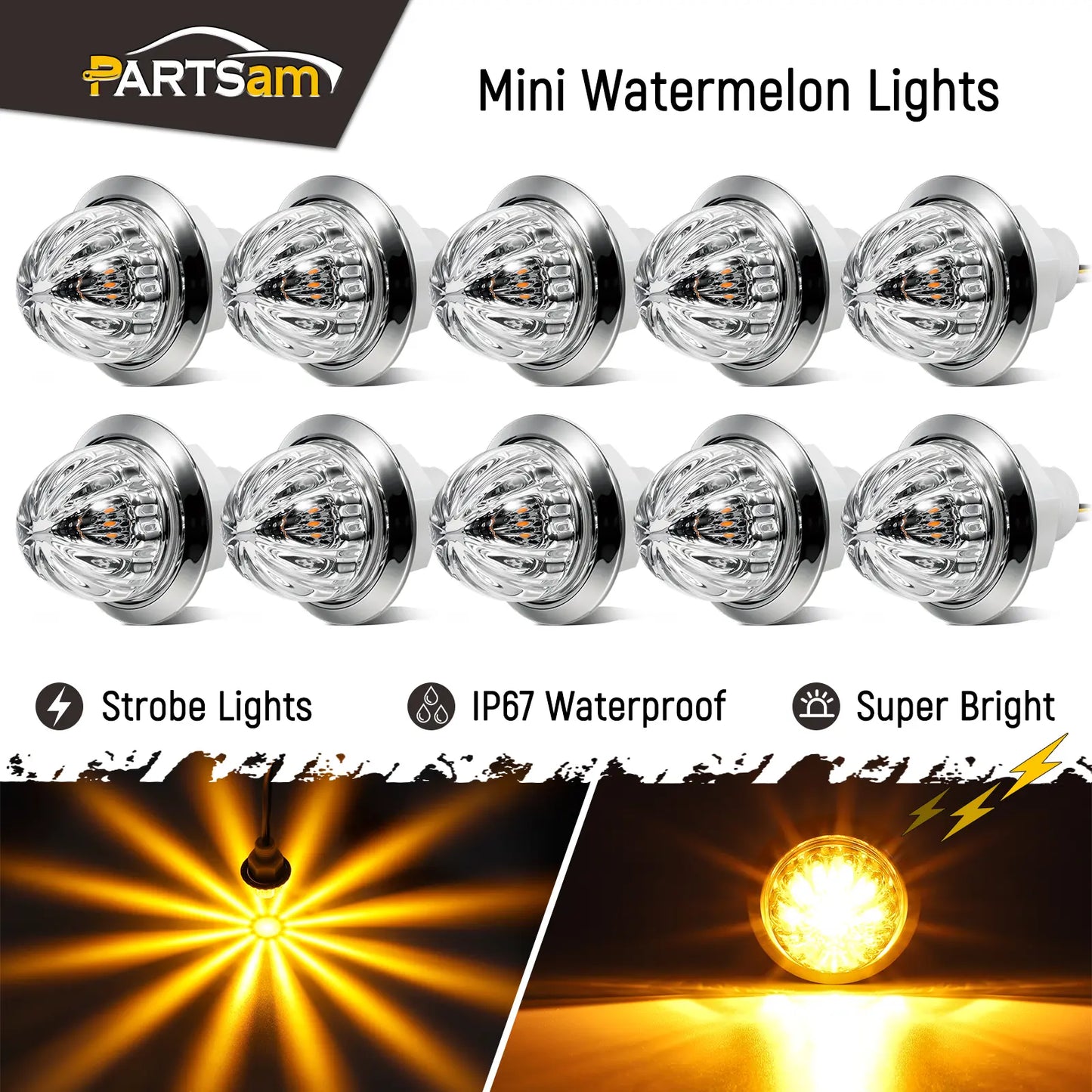 LED Watermelon Side Marker Lights 12V-24V Truck Trailer