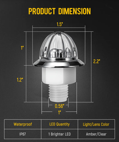 LED Watermelon Side Marker Lights 12V-24V Truck Trailer