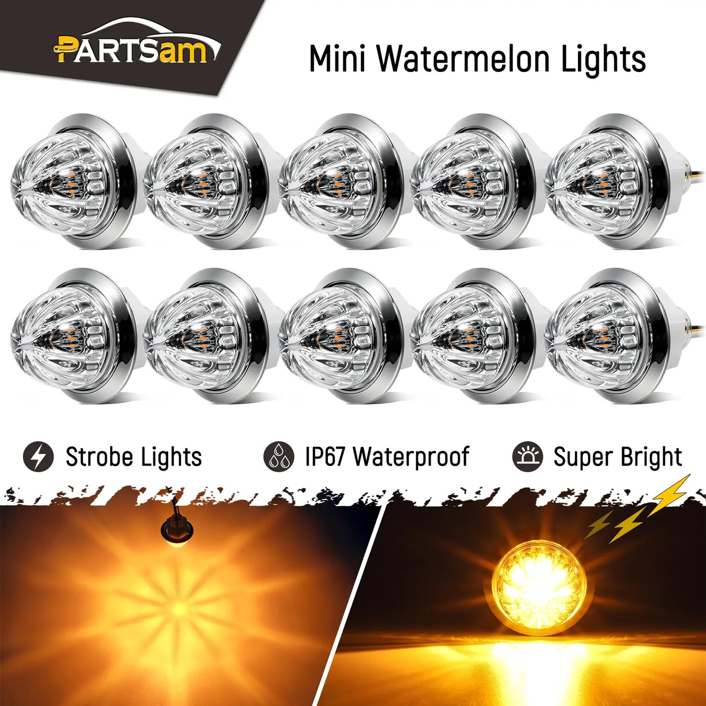LED Watermelon Side Marker Lights 12V-24V Truck Trailer