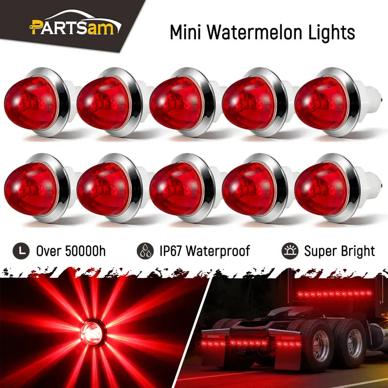 LED Watermelon Side Marker Lights 12V-24V Truck Trailer