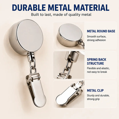 🪝Self-Retracting Towel Holder – No-Drill Wall Hook with Auto-Rewind Cord