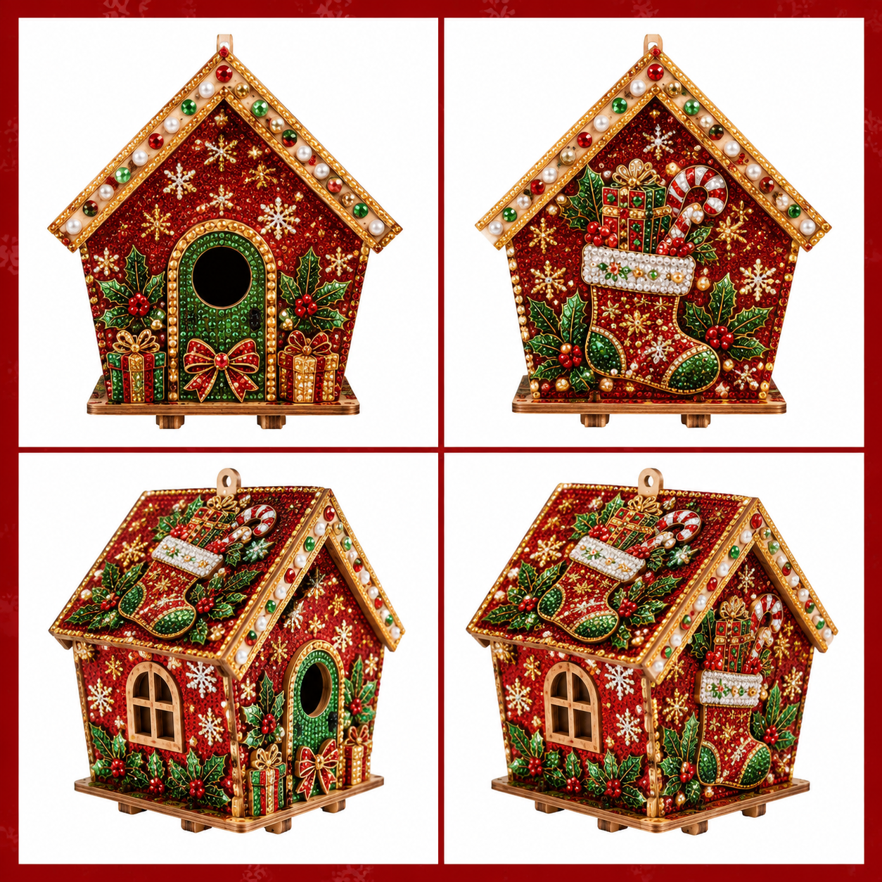 🏡 DIY Christmas Village Wooden House Diamond Art Kit – 3D Rhinestone Holiday Decor