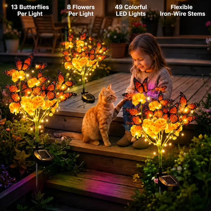 Solar Marigold &amp; Butterfly Garden Stake Lights,