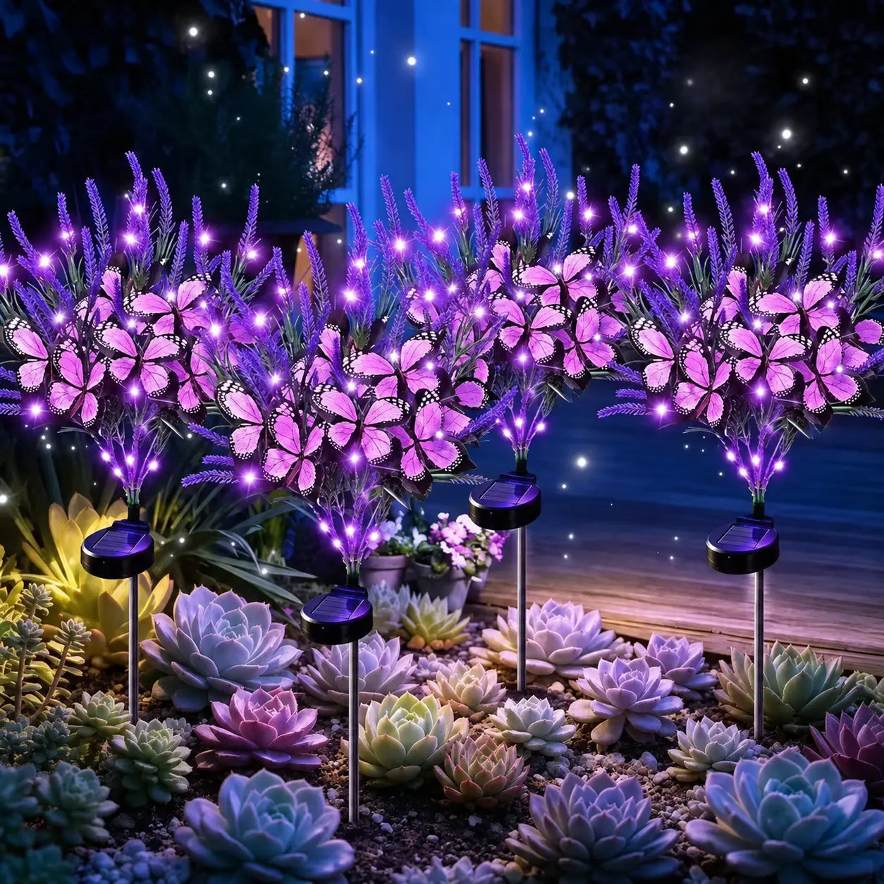 Solar Marigold &amp; Butterfly Garden Stake Lights,