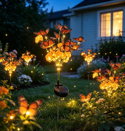 Solar Marigold &amp; Butterfly Garden Stake Lights,