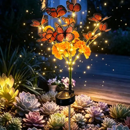 Solar Marigold &amp; Butterfly Garden Stake Lights,