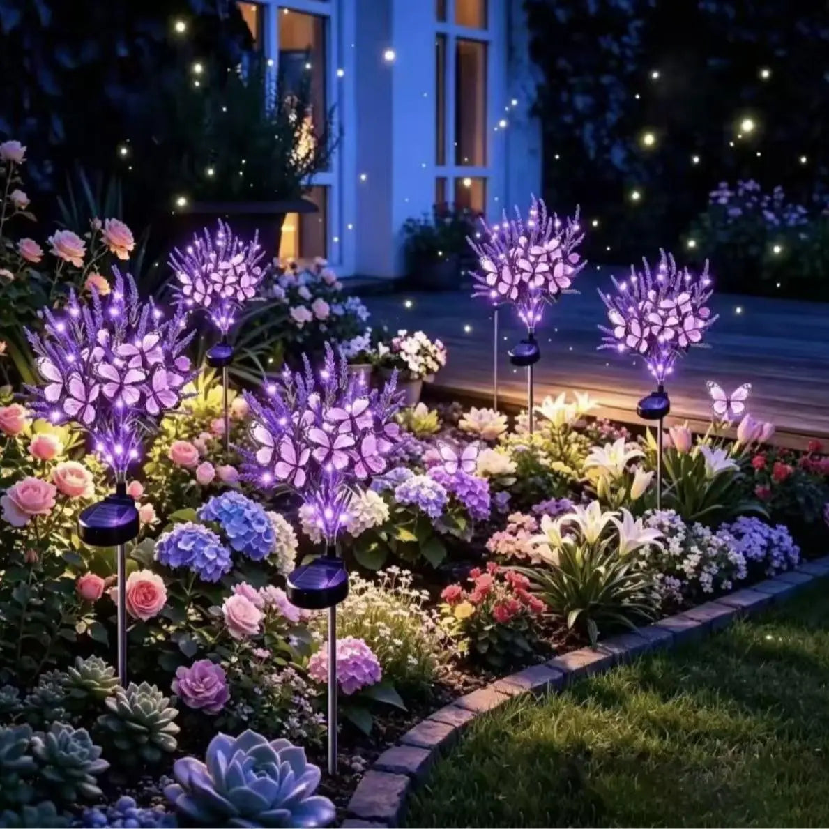 Solar Marigold &amp; Butterfly Garden Stake Lights,