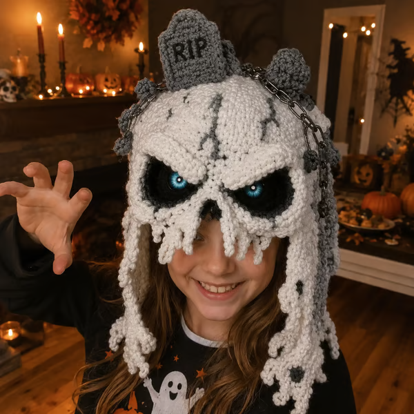 🎃 DIY Halloween Monster Hood Crochet Kit – Soft Yarn Craft Set with Step-by-Step Guide
