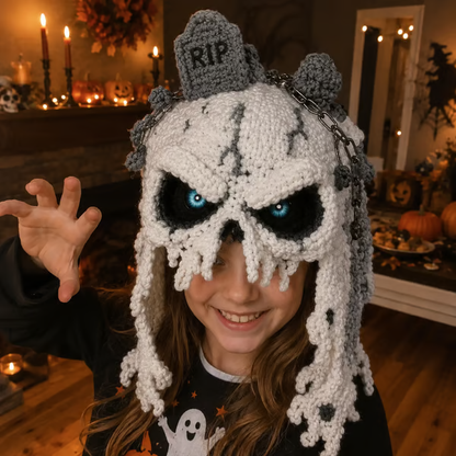 🎃 DIY Halloween Monster Hood Crochet Kit – Soft Yarn Craft Set with Step-by-Step Guide