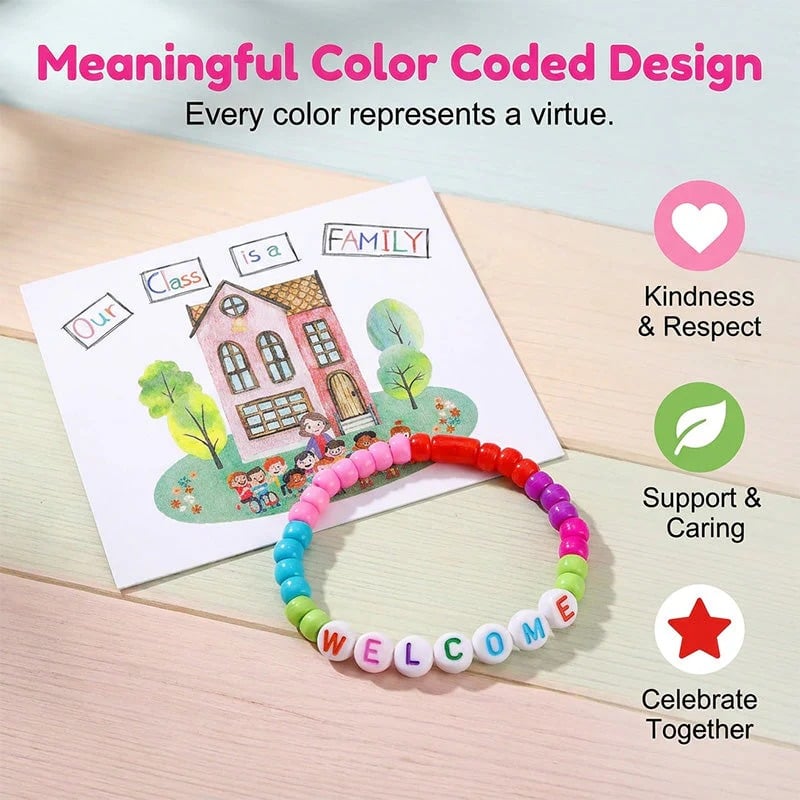 🌈📿 25-Pack Welcome Bead Bracelets for Classroom Back-to-School Gifts 🍎✨