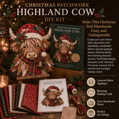 🔥🎅🎄 Christmas Patchwork Fabric DIY Decor Kit – Beautiful Handmade Décor, No Experience Needed