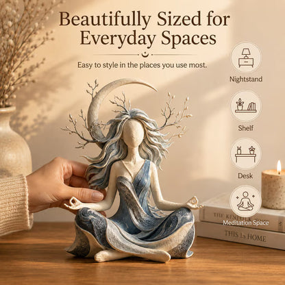 🧘Crescent Moon Serenity Sculpture – Hand-Painted Nature Figurine For Peaceful Spaces
