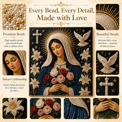 🙏✨ New Arrival 49% OFF – Virgin Mary Pearl Bead DIY Art Kit | A Beautiful Faith-Inspired Gift