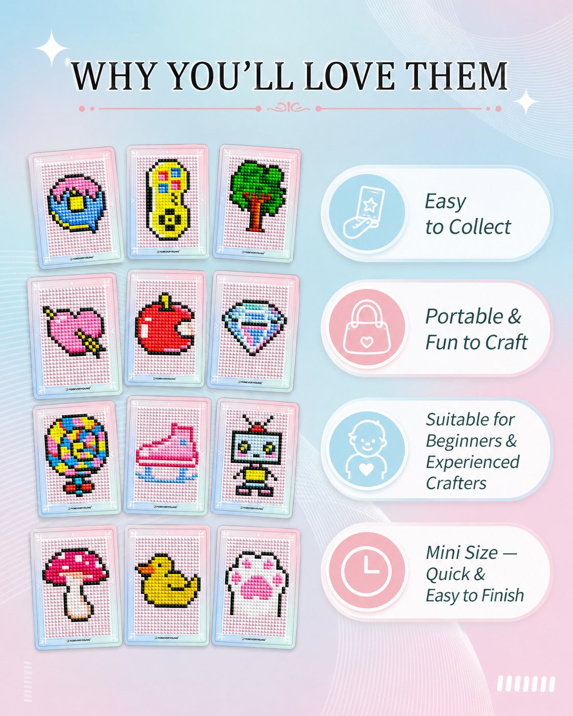 👨‍🎨✨30PCS Freestyle Mini Diamond Art Card Kit – Cute DIY Pixel Craft