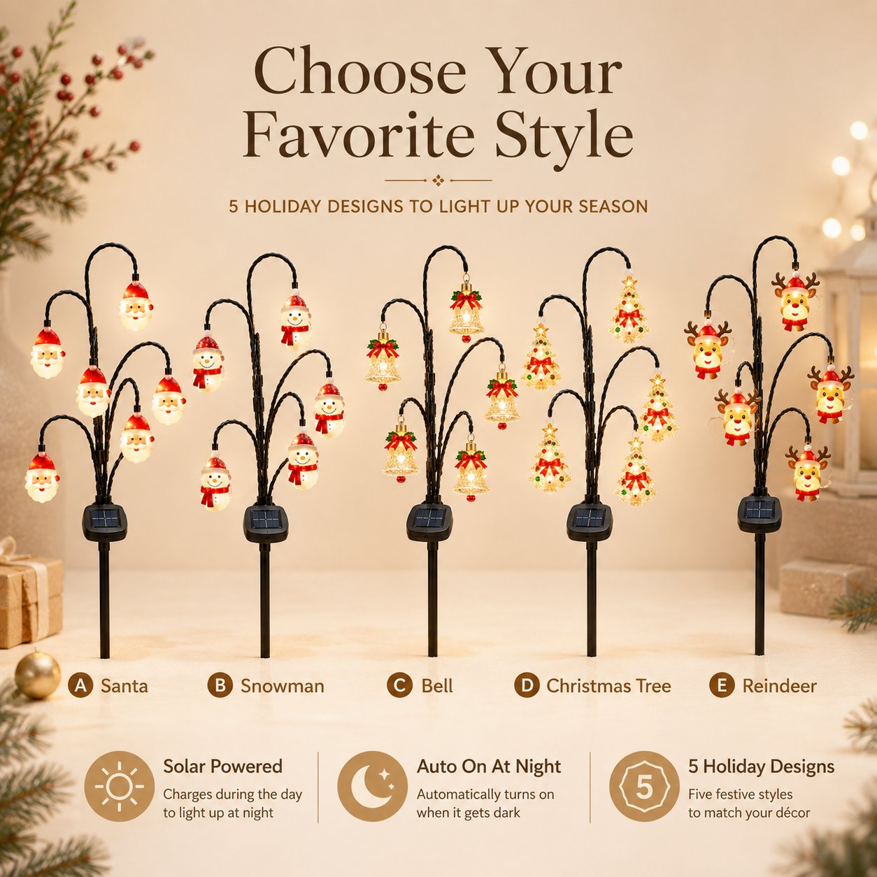 🎄 CHRISTMAS MEGA SALE 65% OFF– Solar Santa Stake Lights 5 Styles Outdoor Yard Decor