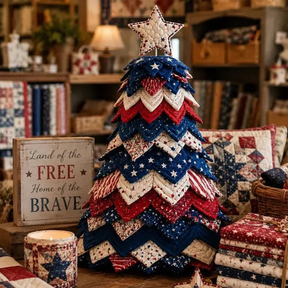 🇺🇸 Americana Patchwork Christmas Tree Quilt Kit – Complete DIY Quilting Craft Set