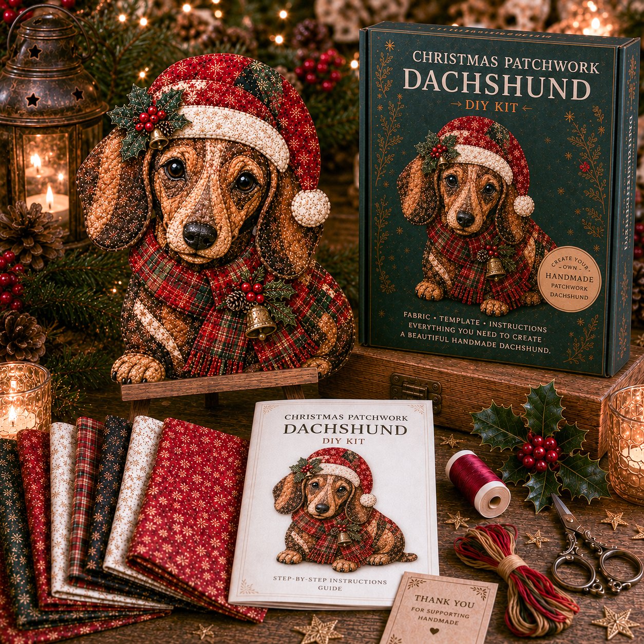 🔥🎅🎄 Christmas Patchwork Fabric DIY Decor Kit – Beautiful Handmade Décor, No Experience Needed
