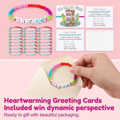 🌈📿 25-Pack Welcome Bead Bracelets for Classroom Back-to-School Gifts 🍎✨