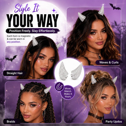 💥 LAST DAY 49% OFF 😈✨ Cute Sparkle Magnetic Devil Horns (1 Pair)