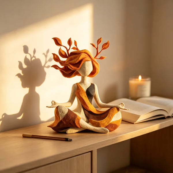 🧘Crescent Moon Serenity Sculpture – Hand-Painted Nature Figurine For Peaceful Spaces