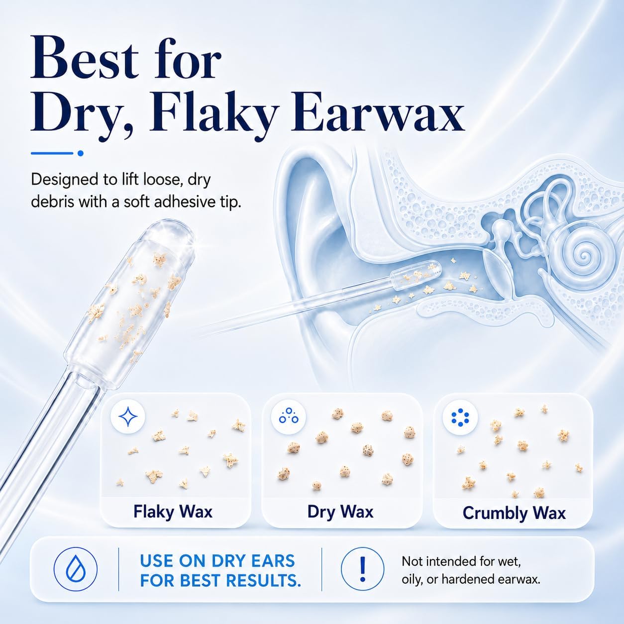 ✨ Stop Pushing Earwax Deeper – Soft Sticky Ear Cleaning Sticks (24-Pack)