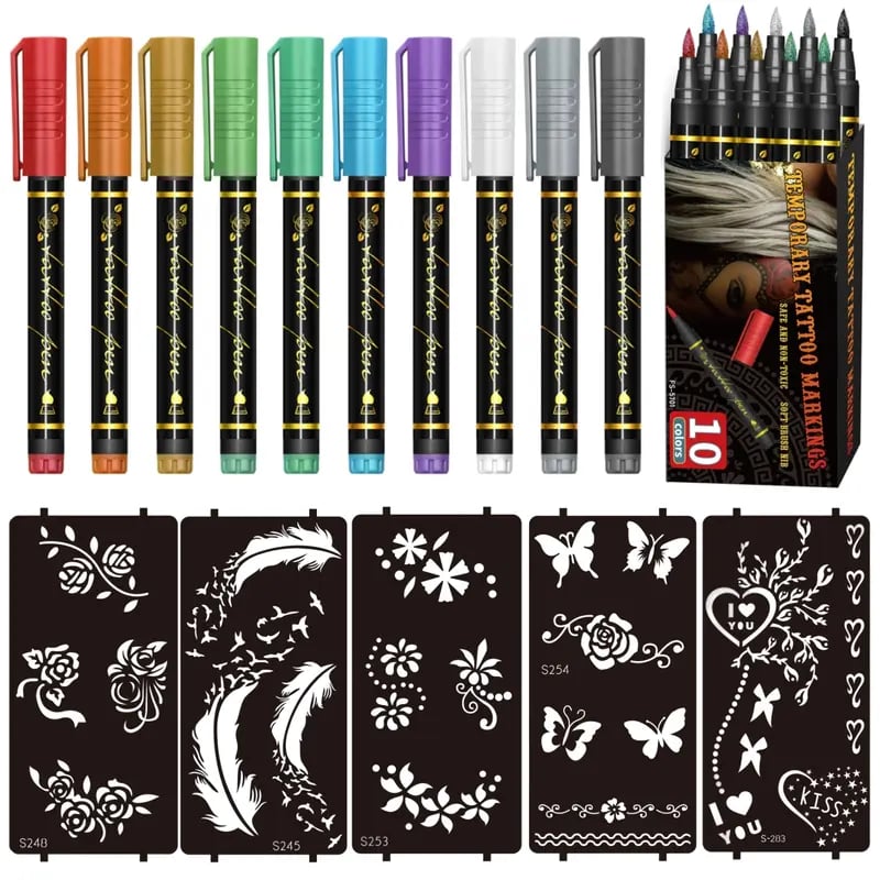 🎨 10-Color Body Paint Markers – Skin-Safe Face & Body Art Pens for Halloween Makeup and Creative Designs