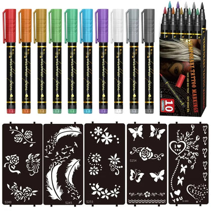 🎨 10-Color Body Paint Markers – Skin-Safe Face & Body Art Pens for Halloween Makeup and Creative Designs