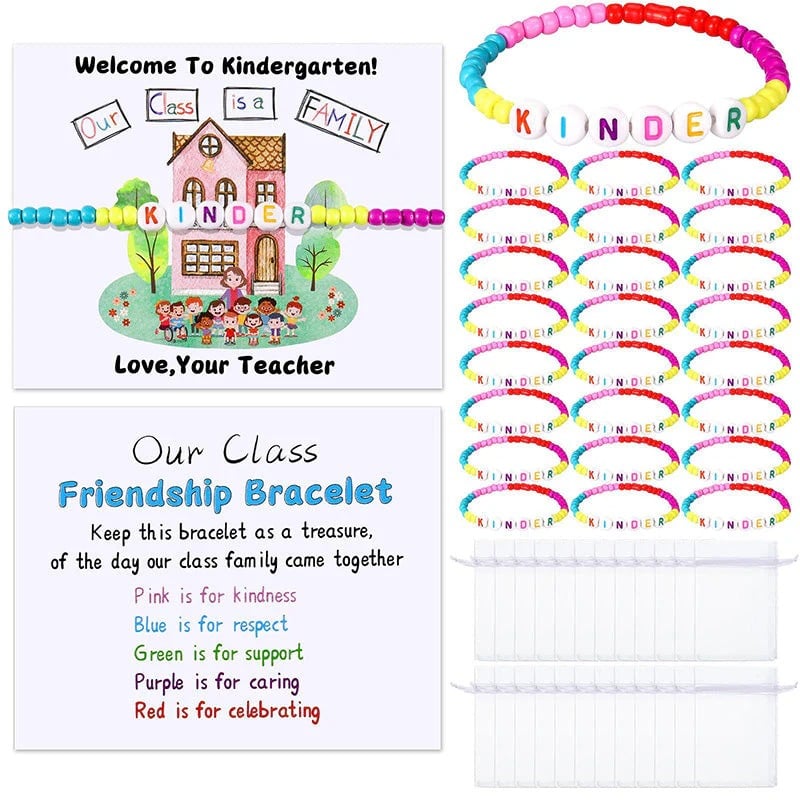 🌈📿 25-Pack Welcome Bead Bracelets for Classroom Back-to-School Gifts 🍎✨